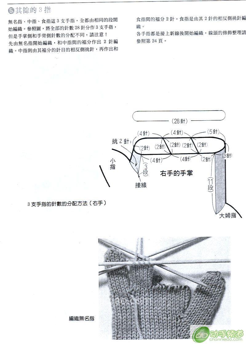 毛线手套织法 