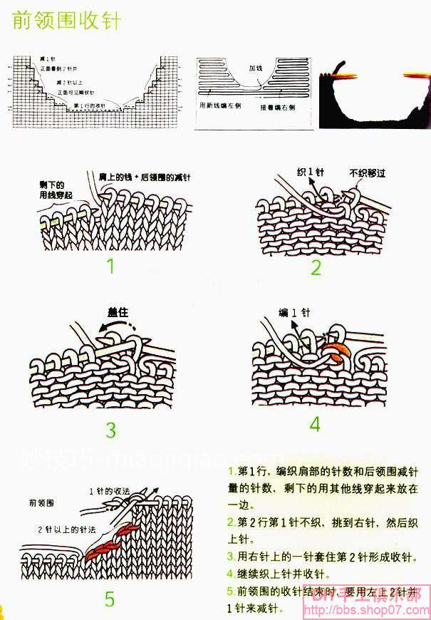 圆领领围编织方法（图解）