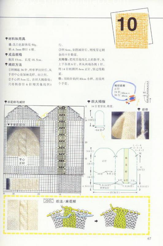 《图解棒针编织基础实例》之毛线手套的编织~~多款（教案）