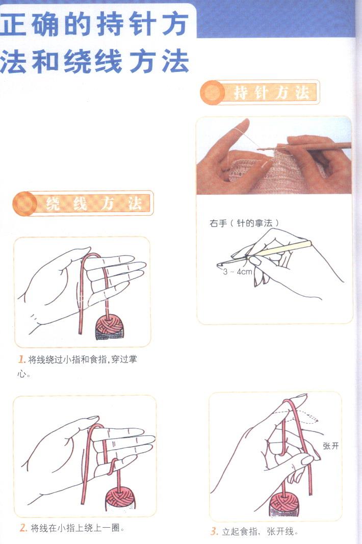 正确的持针绕线和起针方法(知足常乐)——学习钩针第一步