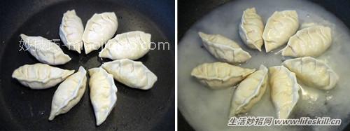 巧用不沾平底锅做冰花煎饺